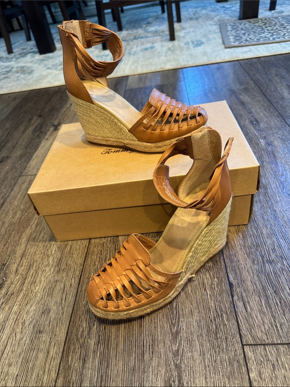 Tommy Bahama Tan Woven Espadrille Wedge Sandals